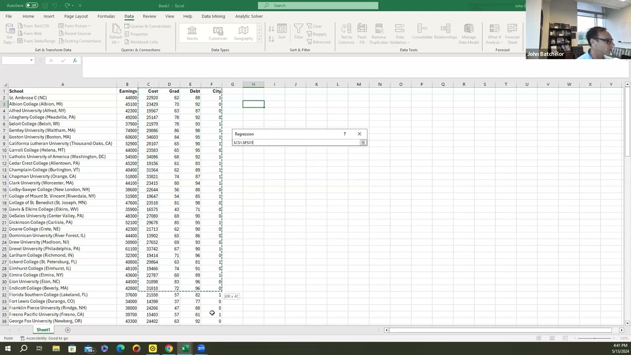 Regression Analysis Business Analytics Excel Example