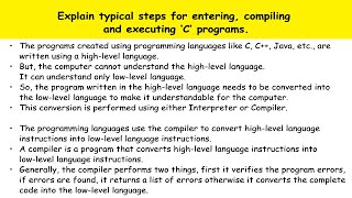 Steps for Compiling and Executing ‘C’ programs | Unit - 1 | PPS Important Questions 2021 |JNTUH|R-18