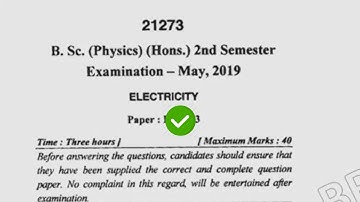 2019 Mdu BSc Physics Hons 2nd Sem Electricity Question Paper