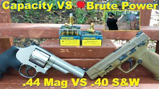 Capacity Vs Brute Power 40 Swp Vs 44 Magnum Buffalo Bore Ammo Ballistic Test