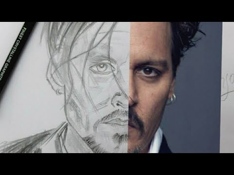Drawing Johnny Depp. (Captain Jack sparrow) cross hatching  technique