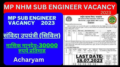 MP SUB ENGINEER VACANCY 2023, NHM MP SUB ENGINEER VACANCY 2023, MP AE JE VACANCY 2023 MP NEW VACANCY