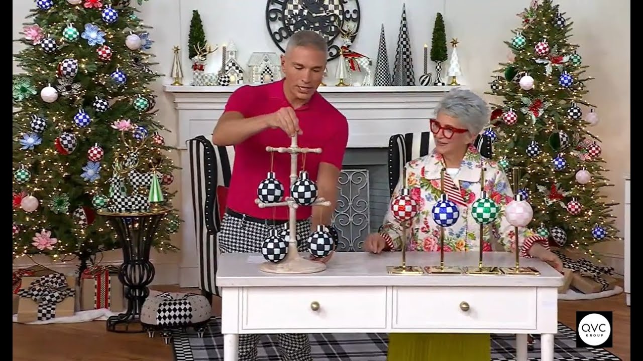 MacKenzie- Childs Set of 6 Glass Check Ornaments | QVC - YouTube