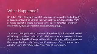 Kaseya Ransomware Presentation