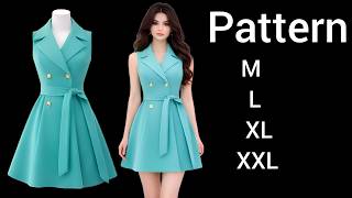 Step-by-Step Women’s Dress Pattern Making✂️ | English Collar Dress for Beginners✅️