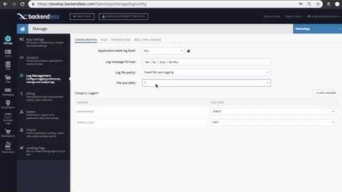 Managing logging configuration with Backendless Console