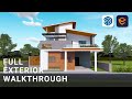 Modern Indian Bungalow Exterior Walkthrough | Enscape Realistic Animation | @Prathmeshh3D #enscape
