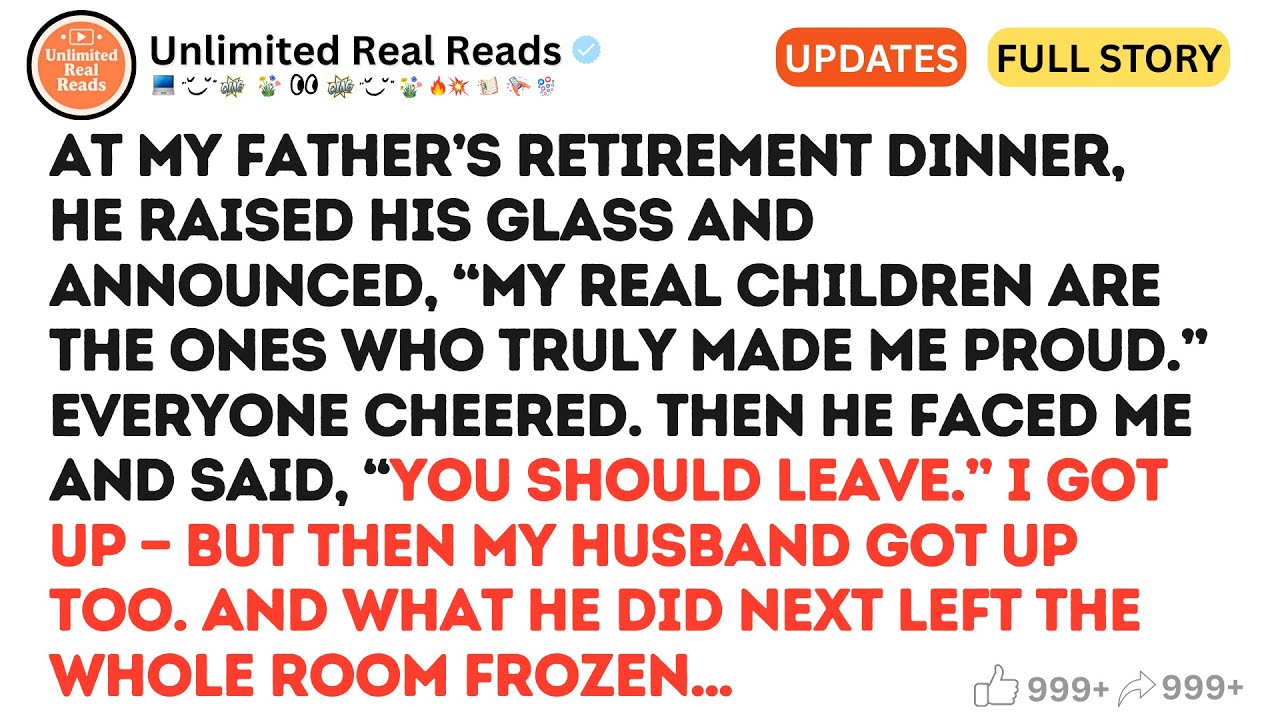 (Full Story) At My Father’s Retirement Dinner, He Raised His Glass And Announced, “My Real...