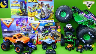 LOTS of Monster Jam Monster Trucks Toys! Mega Grave Digger Remote Control RC Hot Wheels Playset Toys