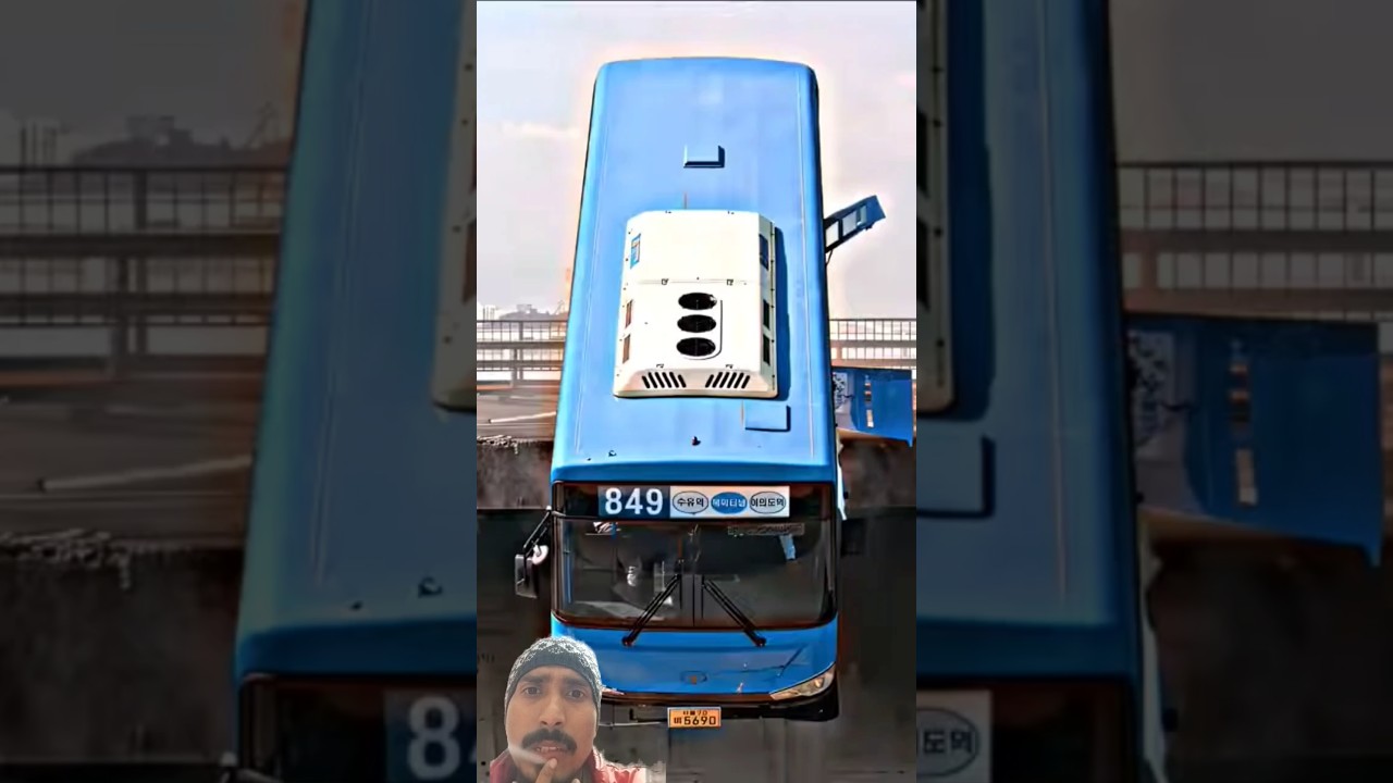 He wasted 30 milian won just to pull a bus 