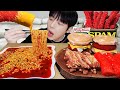 ASMR MUKBANG | 직접 만든 불닭볶음탕면 치토스 음식 먹방 &amp; 레시피 CHEETOS BURGER  AND FIRE NOODLES EATING