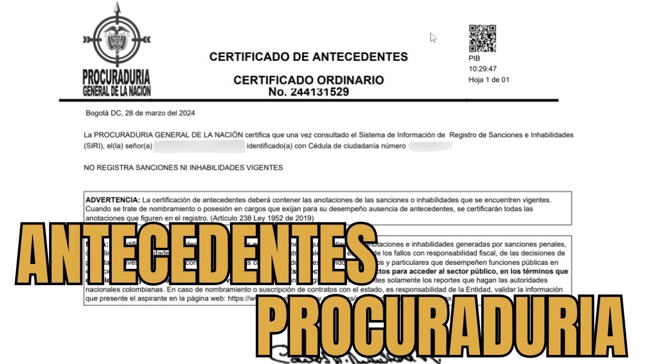 Como descargar CERTIFICADO de ANTECEDENTES PROCURADURIA - YouTube