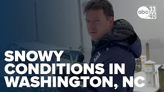 Snowy conditions in Washington, NC