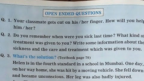 Std. 4 EVS. 1 Lesson 12 Home Remedies for Simple Illnesses Open Ended Question Answers MH Board