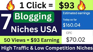 1 Click के मिलेंगे $93  7 High CPC Blogging Niche for USA | niche research for blog