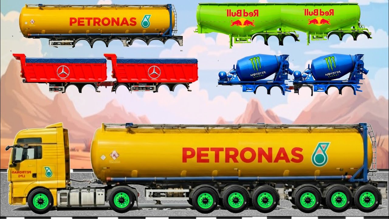 Угадайте, на картинке изображен грузовик с длинным кузовом! Пескоразбрасыватель, бетономешалка, гру