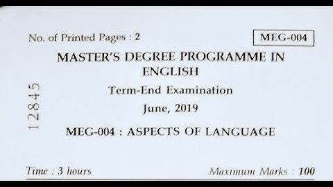 Latest question paper || MEG-4 || JUNE-2019 || Aspects of language