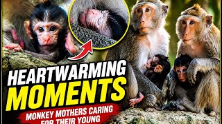 Heartwarming Moments: Monkey Mothers Caring for Their Young