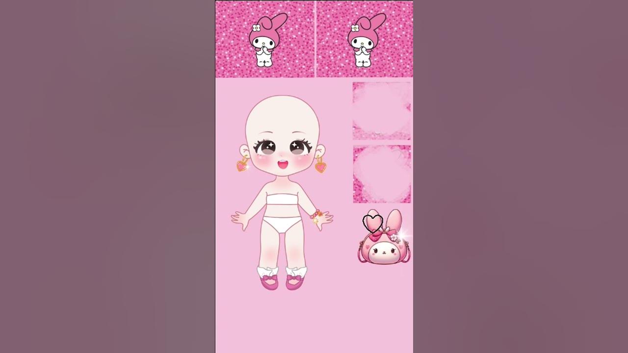 Dressing up paper doll in My Melody theme Reveal her look! #mymelody #sanrio #paperdoll #dressingup