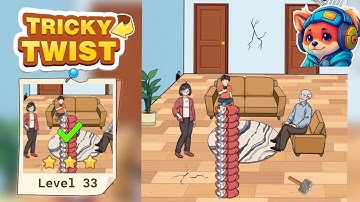 Tricky Twist Puzzle Level 33 help the family babysit Walkthrough Solutions | iOS / Android Gameplay