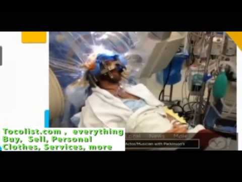 Brad Carter playing guitar during brain surgery - actor with parkinson's disease - 2013