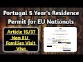 Portugal five years residence permit for eu nationals 2022        