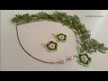 Flower Jewelry with Seed beads only/Earrings &amp; Necklace Step-by-step/Aretes/Colgante/Tutorial diy