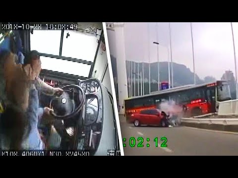 Bus Drives Off Bridge After Fight Between Driver And Passenger In China