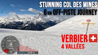 [4K] Skiing Verbier, Stunning Col des Mines - 6km Top to Bottom, 4Vallées Switzerland, GoPro HERO11