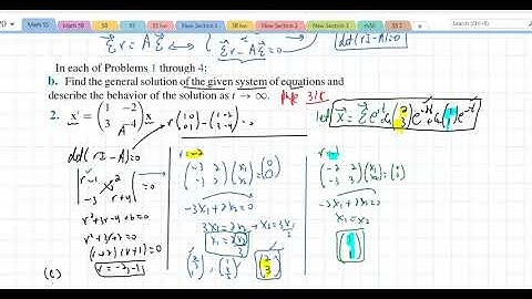 Math 55 Section 7.5 Homogeneous Linear Systems With Constant Coefficients