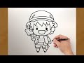 How to draw cute chibi Luffy from One Piece - Easy Step By Step Tutorial
