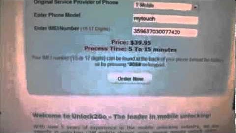 How to unlock HTC MyTouch 4G   Factory Code