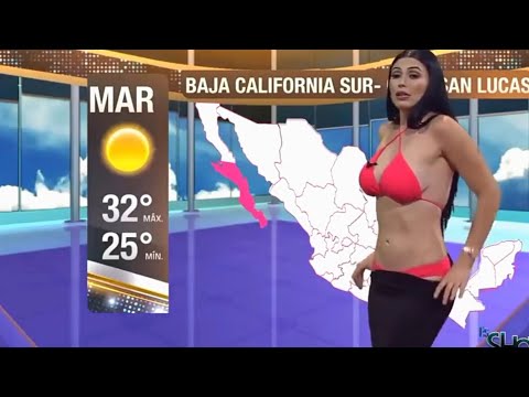 Amazing bikini weather reporter ! Full weather report in bikini this girl