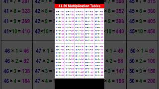 41 to 50 Multiplication Tables