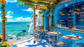 Beach Cafe Ambience   Positive Jazz Bossa Nova Music and Ocean Waves Sounds for Stress Relief