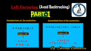 Compiler Design Lecture 16(Part1)-Left Factoring(Avoid Backtracking Problem) | By Shivangi Bhadouria