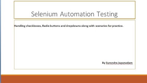 WebDriver :: Handle  Checkboxes , Radio buttons & Dropdown