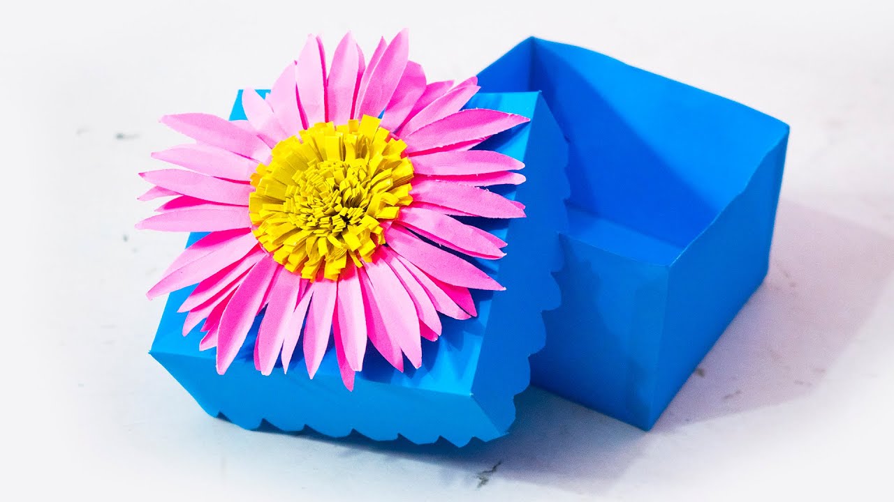 How To Make Gift Box/ Paper Flower Gift Box DIY 44 YouTube