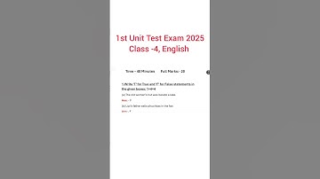 class 4 english 1st unit test 2025 // class 4 english first unit test question paper 2025