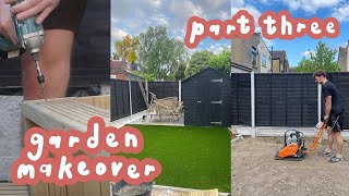 GARDEN RENOVATION PART 3 - DIY artificial grass installation + building planters!