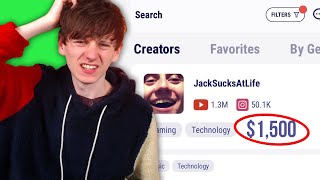 This FAKE JackSucksAtLife is charging $1,500 to collab with him!