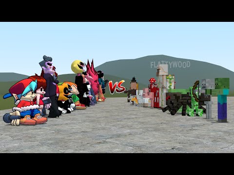 FNF VS MINECRAFT!! Garry's Mod [Friday Night Funkin' Characters VS Minecraft Mobs]