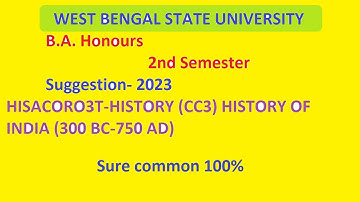 wbsu 2nd Semester BA  Honours  HISTORY CC3  Suggestion  2023