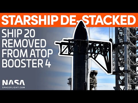 Ship 20 Destacked from Booster 4 | SpaceX Boca Chica