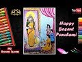 Basant panchami drawing easy i how to draw saraswati mata puja scene i step by step i for beginners