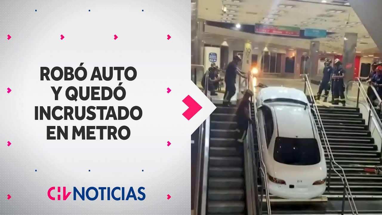 Robó un auto y terminó incrustado en las escaleras del Metro de Madrid ...