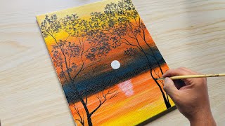 Easy Sunset Painting For Beginners | Acrylic Painting | Easy Painting | Step by Step Painting