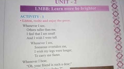 Std 8 GM sub English unit 2 LMBB : learn more be brighter..... Activity 1 Revision.....