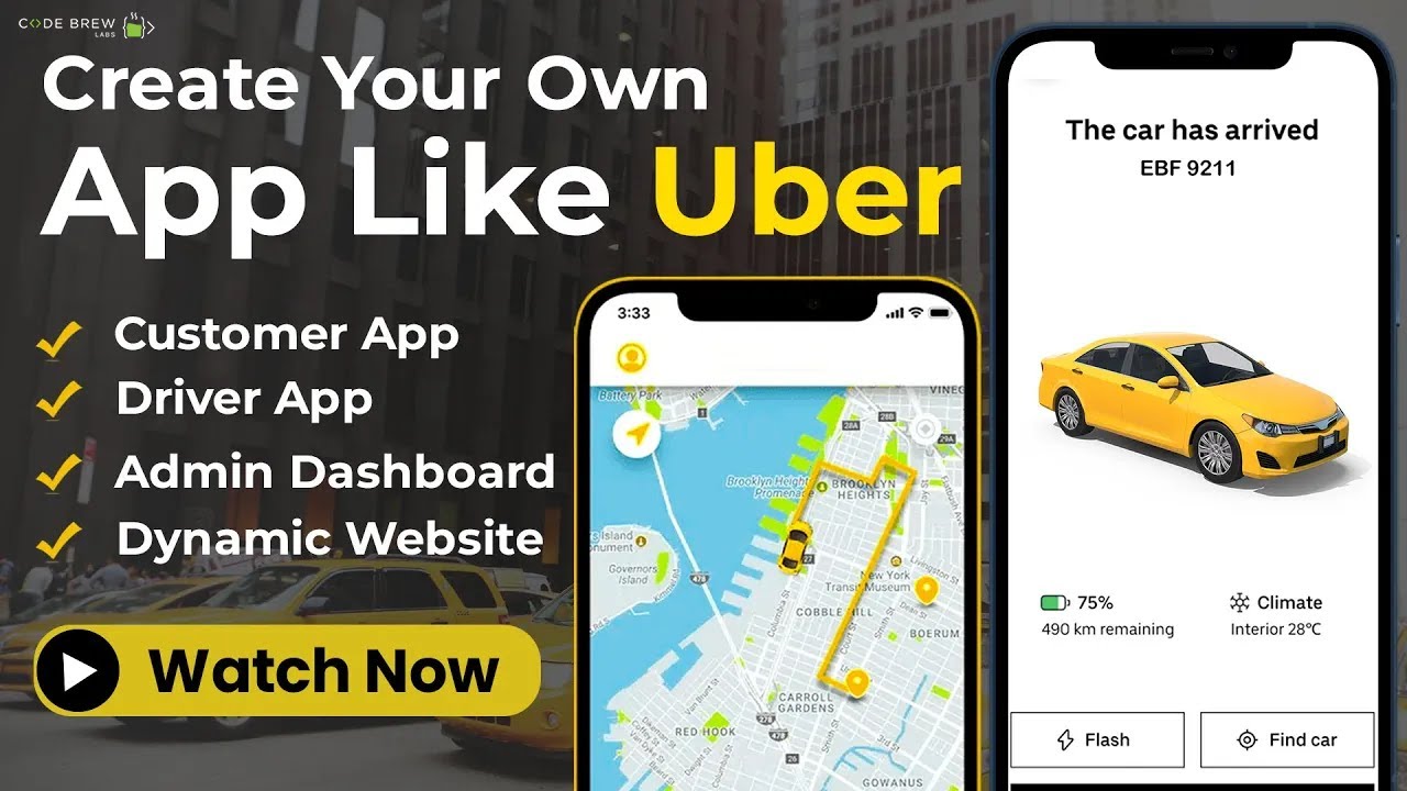 Build Your Own Taxi App Like Uber | Uber App Clone | White Label Uber App | Code  Brew Labs - YouTube