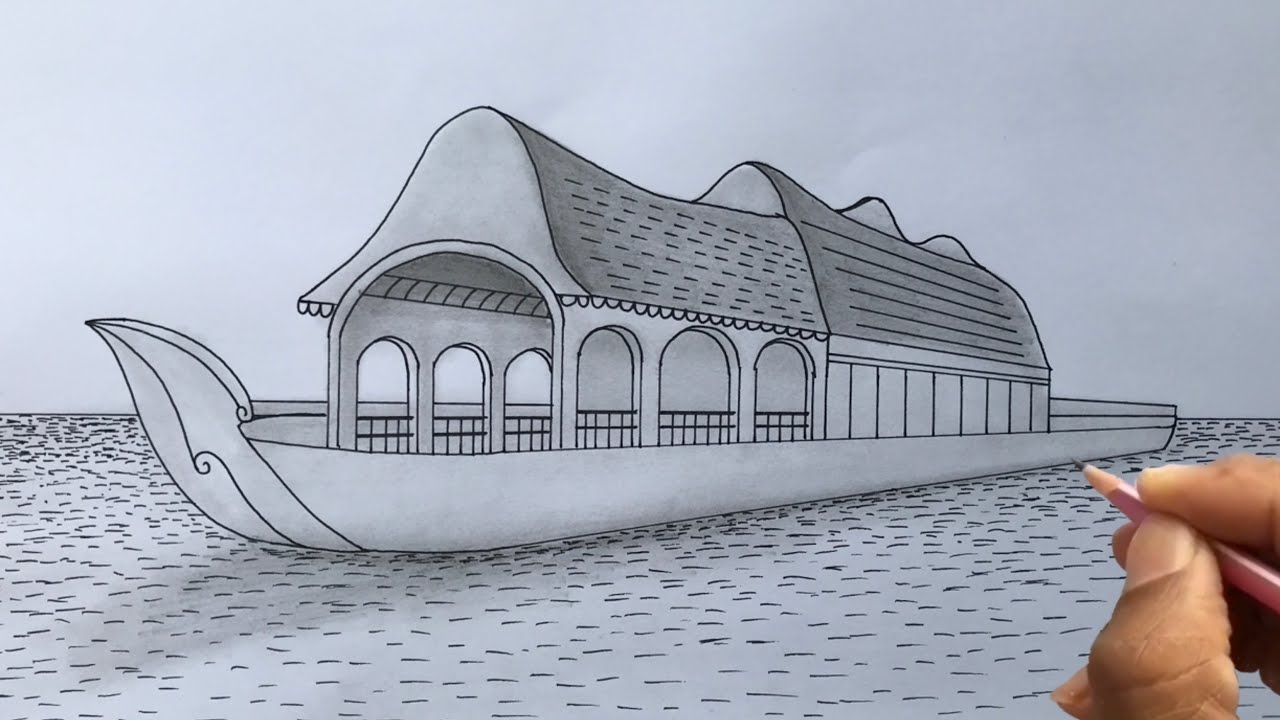 How to draw a House Boateasy drawing step by stepvery simple house boat  drawing for kids  YouTube